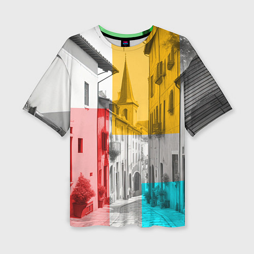 Женская футболка оверсайз Старый город / 3D-принт – фото 1
