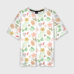 Женская футболка оверсайз Листики цветочки