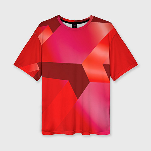 Женская футболка оверсайз Красная геометрия / 3D-принт – фото 1