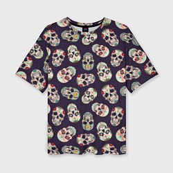 Женская футболка оверсайз Узор с черепами Pattern with skulls