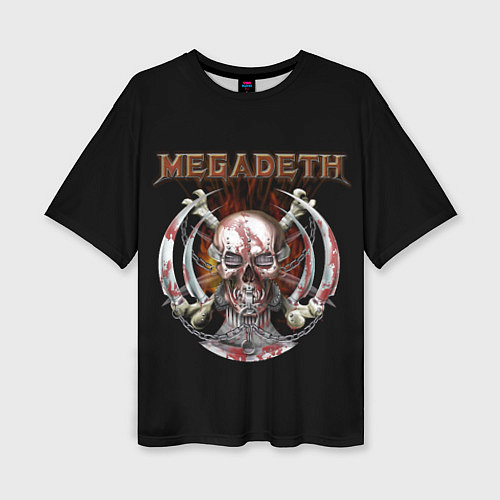 Женская футболка оверсайз Megadeth - боевой череп / 3D-принт – фото 1