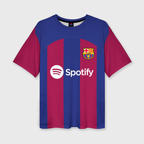 Женская футболка оверсайз Лионель Месси Барселона форма 2324 домашняя / 3D-принт – фото 1
