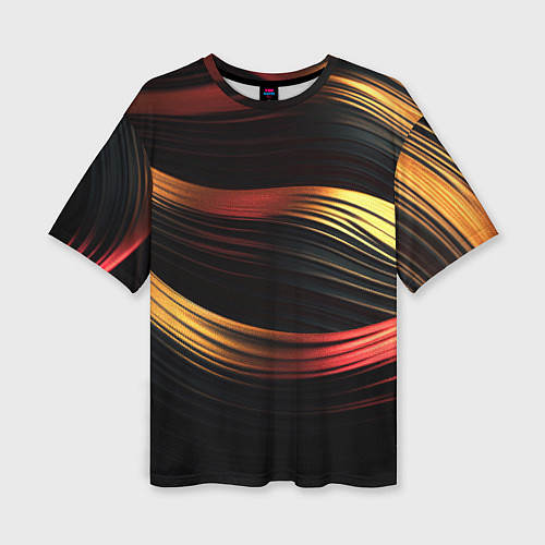 Женская футболка оверсайз Золотистые линии абстракт / 3D-принт – фото 1
