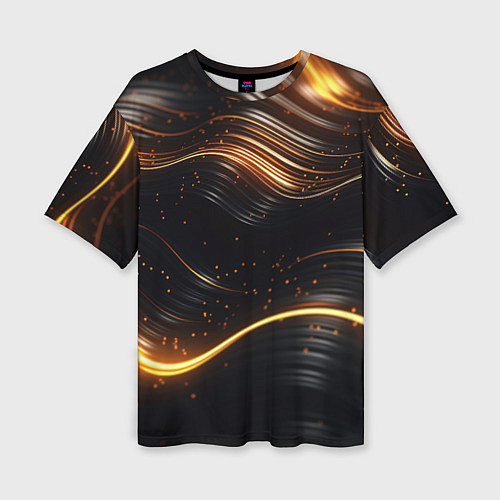 Женская футболка оверсайз Золотистые волны / 3D-принт – фото 1