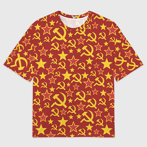 Женская футболка оверсайз СССР Серп и Молот / 3D-принт – фото 1