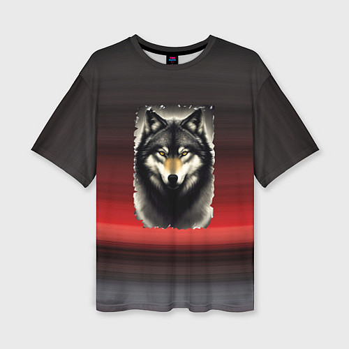 Женская футболка оверсайз Волк одиночка / 3D-принт – фото 1
