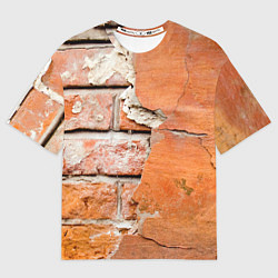 Футболка оверсайз женская Кирпичная стена под штукатуркой, цвет: 3D-принт