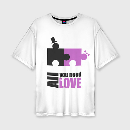 Женская футболка оверсайз Пазлы любви / 3D-принт – фото 1