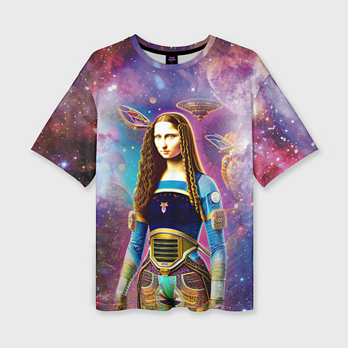 Женская футболка оверсайз Современная девушка по имени Джоконда / 3D-принт – фото 1