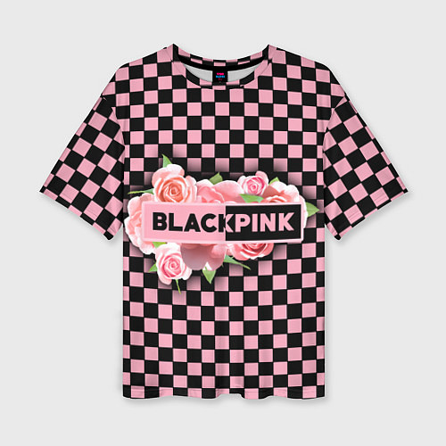 Женская футболка оверсайз Blackpink logo roses / 3D-принт – фото 1