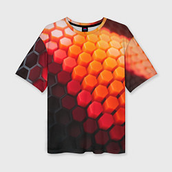 Женская футболка оверсайз Hexagon orange