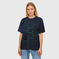 Футболка оверсайз женская Honeycombs green, цвет: 3D-принт — фото 2