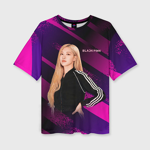 Женская футболка оверсайз Роза блэкпинк фиолетовый / 3D-принт – фото 1
