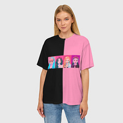 Футболка оверсайз женская Группа Black pink на черно-розовом фоне, цвет: 3D-принт — фото 2