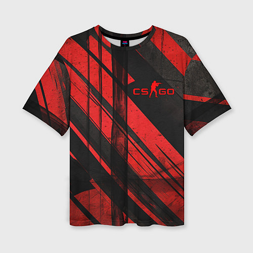 Женская футболка оверсайз CS GO black and red / 3D-принт – фото 1