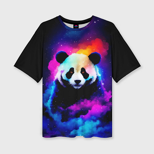 Женская футболка оверсайз Панда и краски / 3D-принт – фото 1