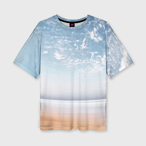 Женская футболка оверсайз Песчаный пляж и красивое небо / 3D-принт – фото 1
