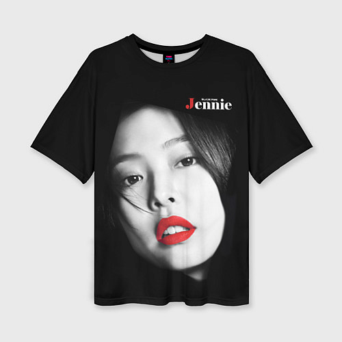 Женская футболка оверсайз Blackpink Jennie Red lips / 3D-принт – фото 1