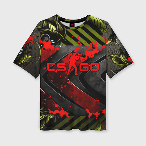 Женская футболка оверсайз CS GO red logo / 3D-принт – фото 1