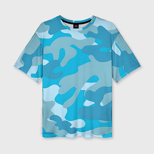 Женская футболка оверсайз Камуфляж военный синий / 3D-принт – фото 1