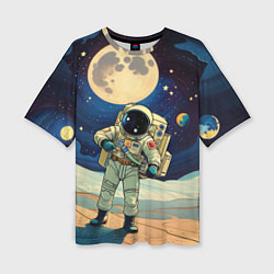 Женская футболка оверсайз Космонавт в ледяной пустыне
