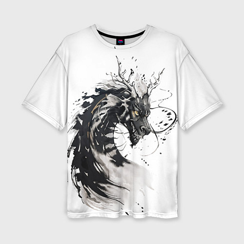 Женская футболка оверсайз Дракон тату краска / 3D-принт – фото 1