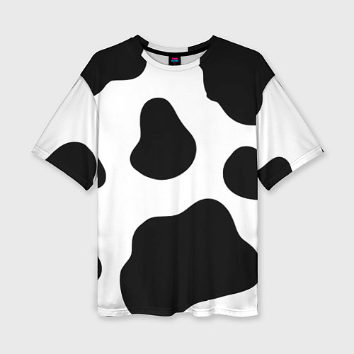 Женская футболка оверсайз Принт - пятна коровы / 3D-принт – фото 1