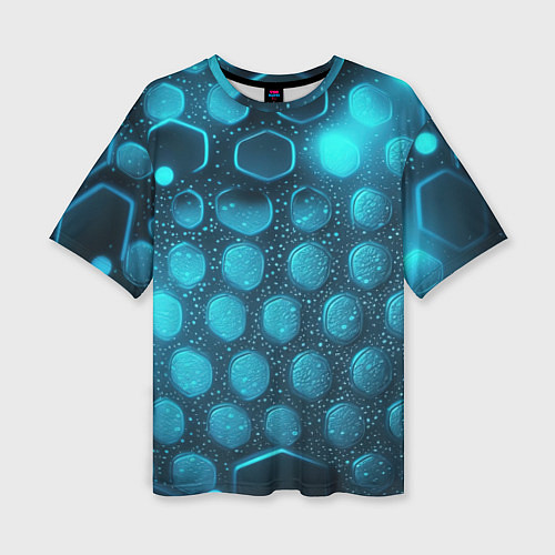 Женская футболка оверсайз Неоновые светящиеся плитки / 3D-принт – фото 1