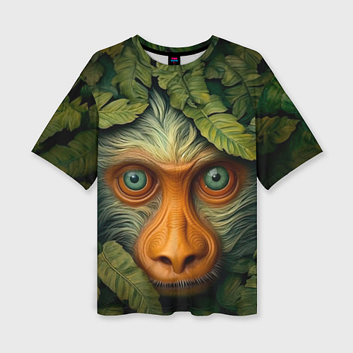 Женская футболка оверсайз Обезьяна в джунглях / 3D-принт – фото 1