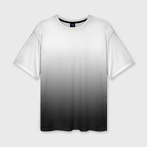 Женская футболка оверсайз Бело-чёрный градиент / 3D-принт – фото 1