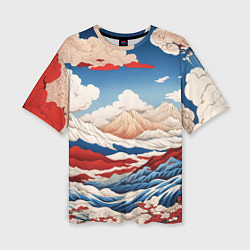 Женская футболка оверсайз Японский ретро пейзаж