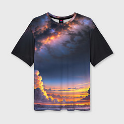 Женская футболка оверсайз Млечный путь и облака на закате