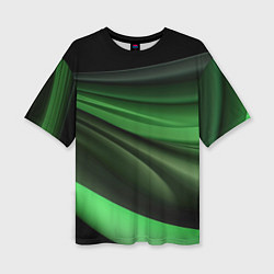 Женская футболка оверсайз Темная зеленая текстура