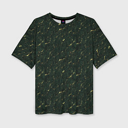 Женская футболка оверсайз Текстура зелёный мрамор