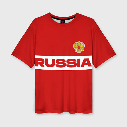 Женская футболка оверсайз Russia - красно-белый / 3D-принт – фото 1