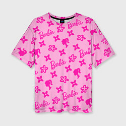 Женская футболка оверсайз Барби паттерн розовый