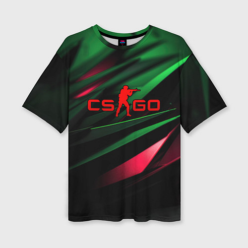 Женская футболка оверсайз CS GO green red / 3D-принт – фото 1