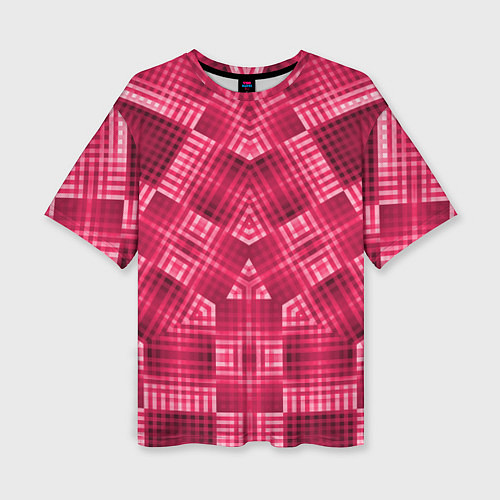 Женская футболка оверсайз Геометрический узор арт-деко в красных тонах / 3D-принт – фото 1