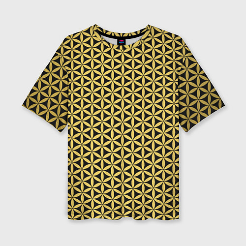 Женская футболка оверсайз Цветок Жизни - Золото / 3D-принт – фото 1