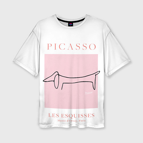 Женская футболка оверсайз Собака - Пабло Пикассо / 3D-принт – фото 1