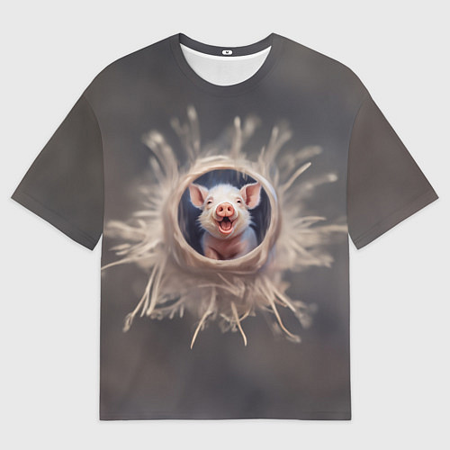 Женская футболка оверсайз Мордочка забавного поросёнка / 3D-принт – фото 1