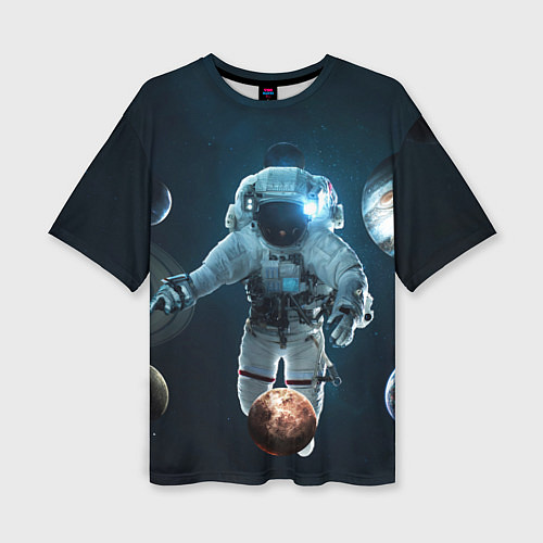 Женская футболка оверсайз Космонавт планеты / 3D-принт – фото 1