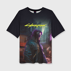 Женская футболка оверсайз Cyberpunk 2077 - Keanu Reeves