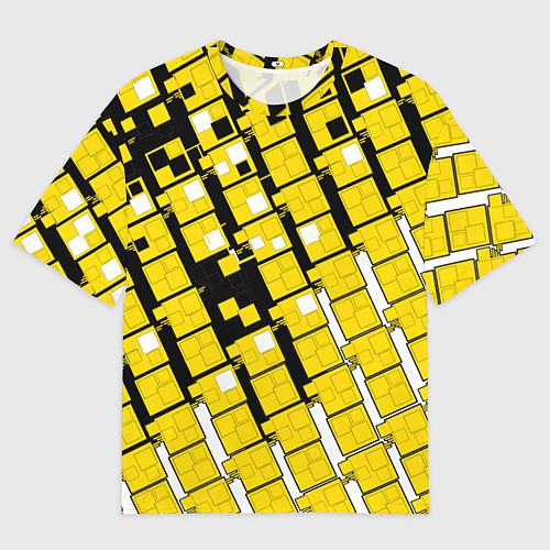 Женская футболка оверсайз Киберпанк квадраты жёлтые / 3D-принт – фото 1