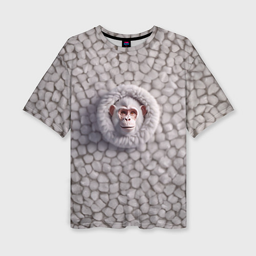 Женская футболка оверсайз Забавная белая обезьяна / 3D-принт – фото 1