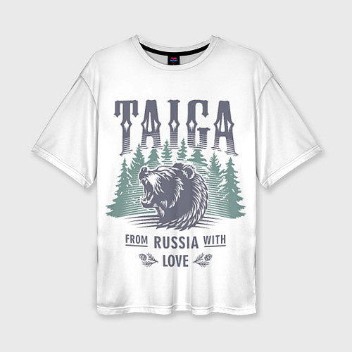 Женская футболка оверсайз Тайга - из России с любовью / 3D-принт – фото 1