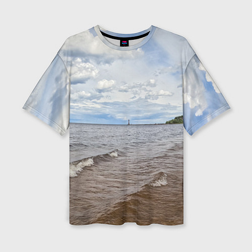 Женская футболка оверсайз Волны на Ладожском озере / 3D-принт – фото 1