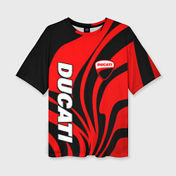 Женская футболка оверсайз Ducati - red stripes