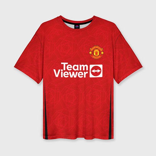 Женская футболка оверсайз ФК Манчестер Юнайтед форма 2324 домашняя / 3D-принт – фото 1