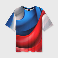 Женская футболка оверсайз Объемная абстракция в цветах флага РФ